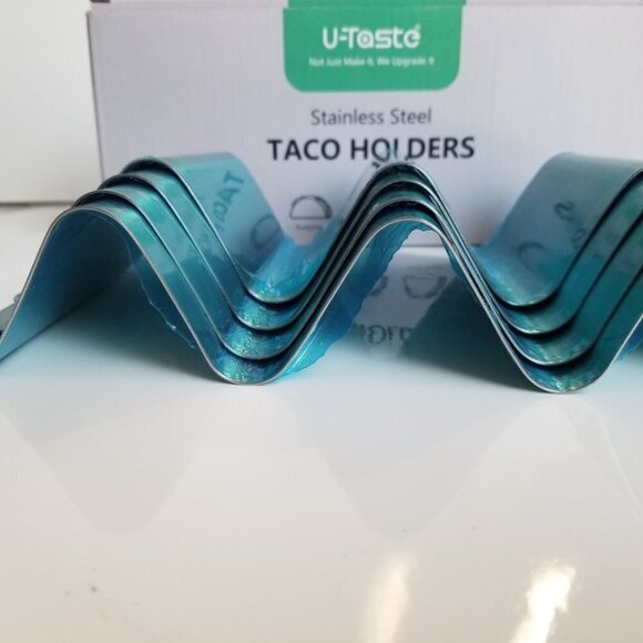 Taco Holders Stainless Steel U-Taste Soft Hard Taco Shell Rack Set of 4 - Picture 2 of 13